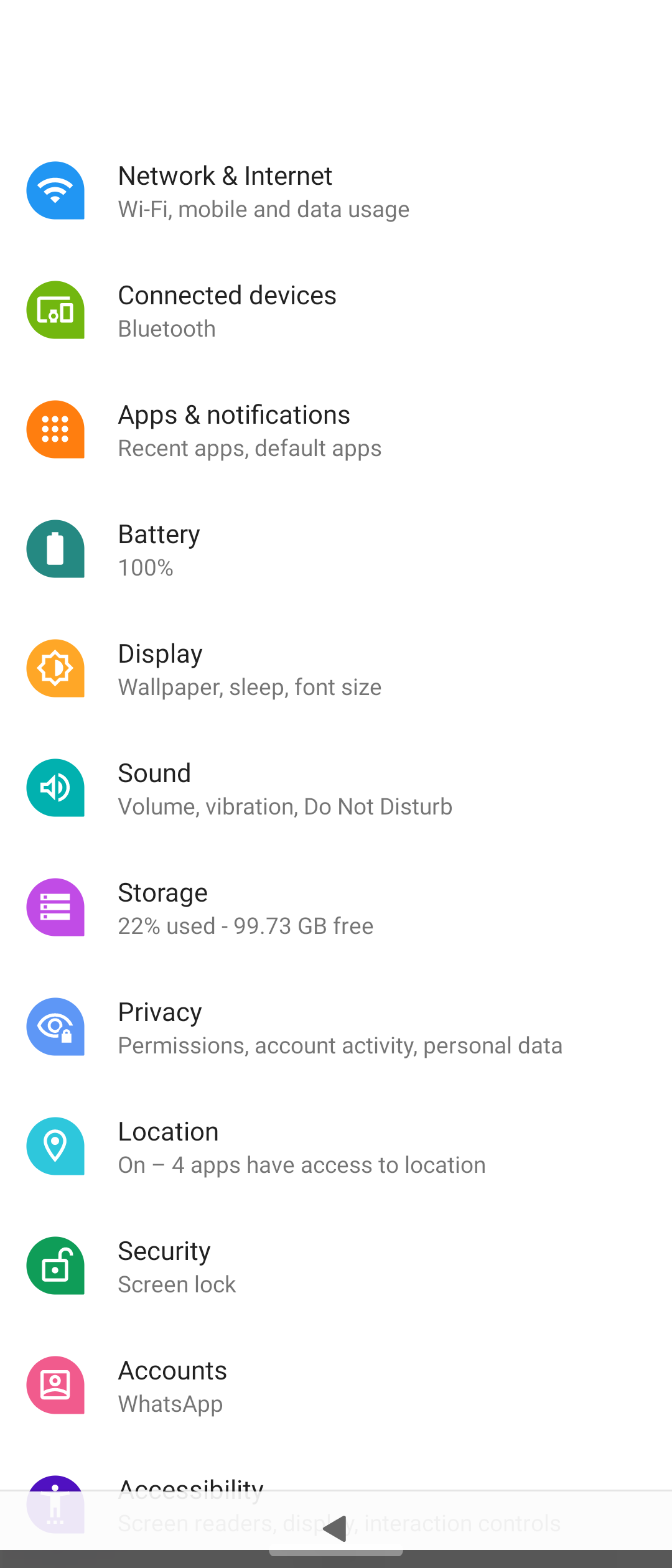 Common settings of Android apps