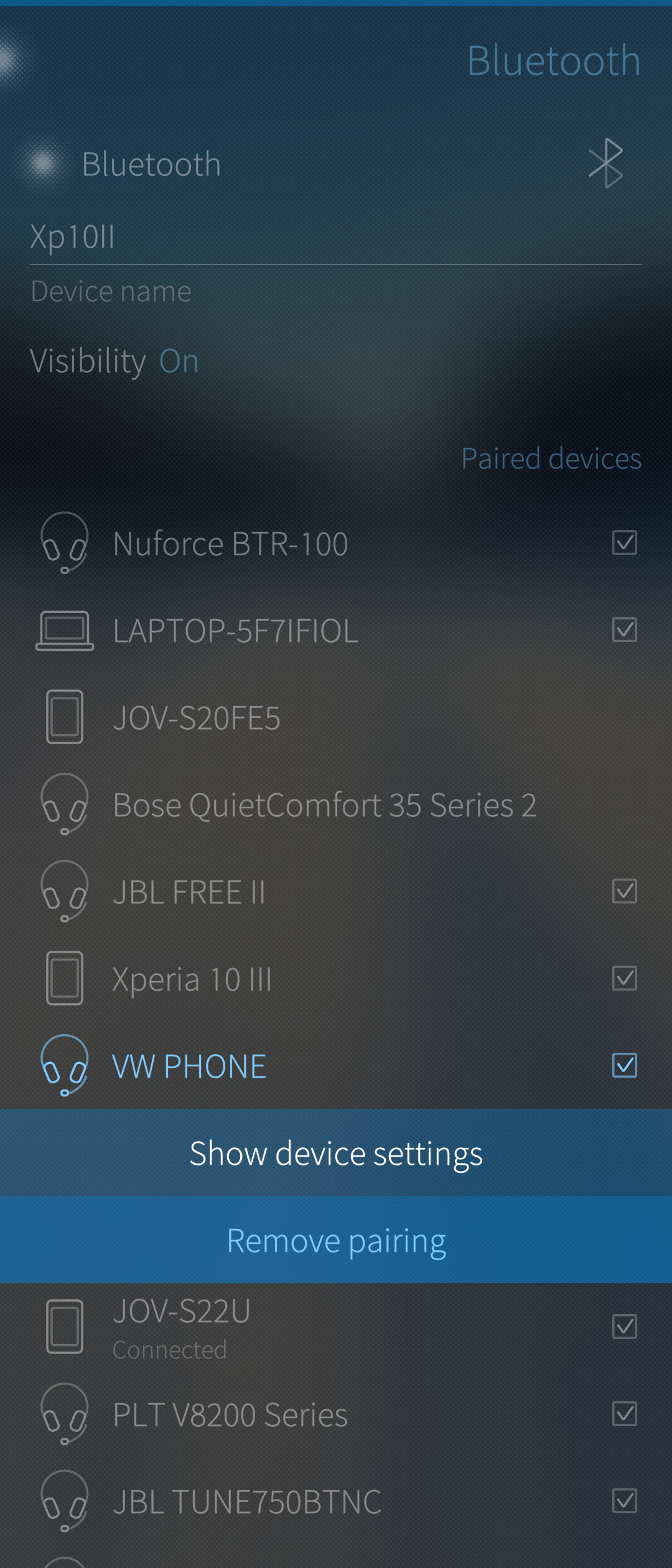Remove paired device