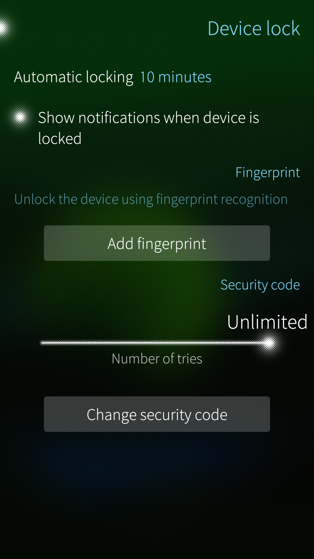 Device lock settings