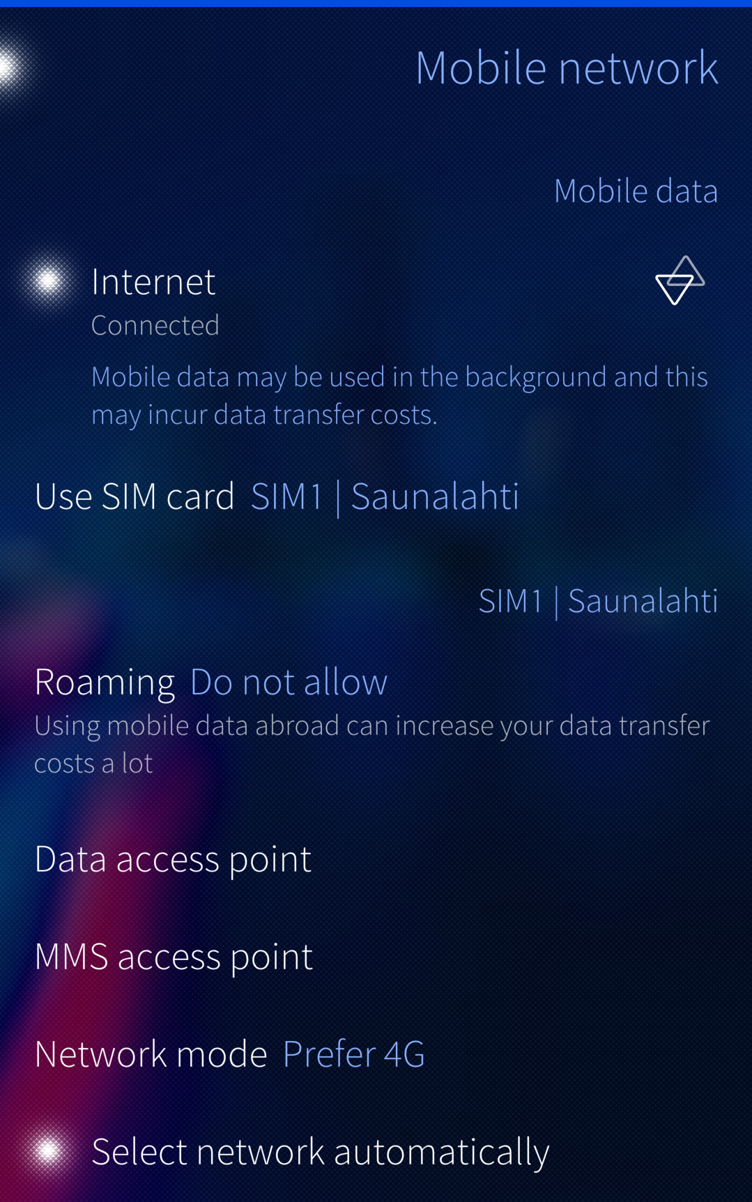 SIM card used for mobile data
