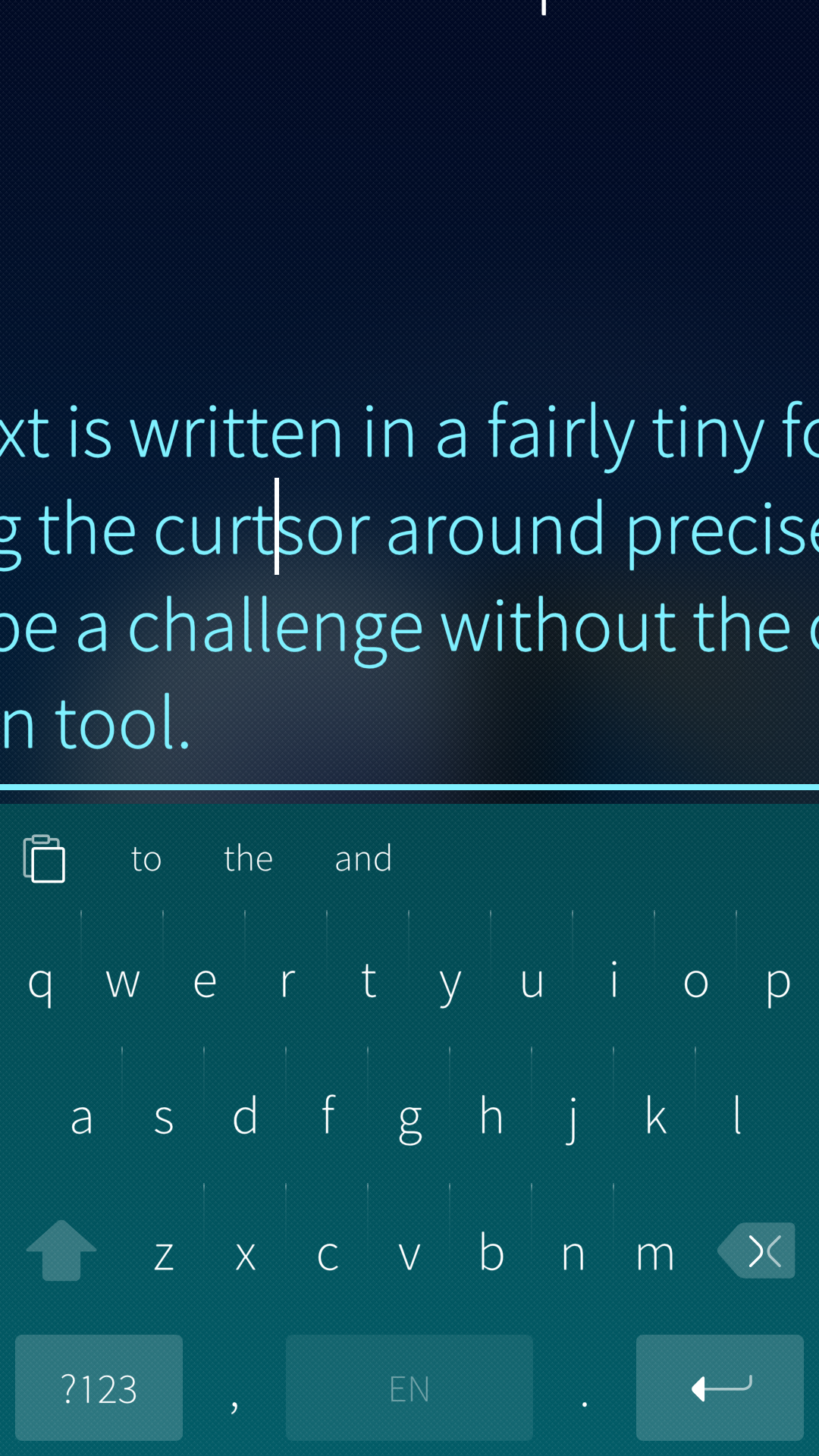 Text magnified. Cursor moved to typo.